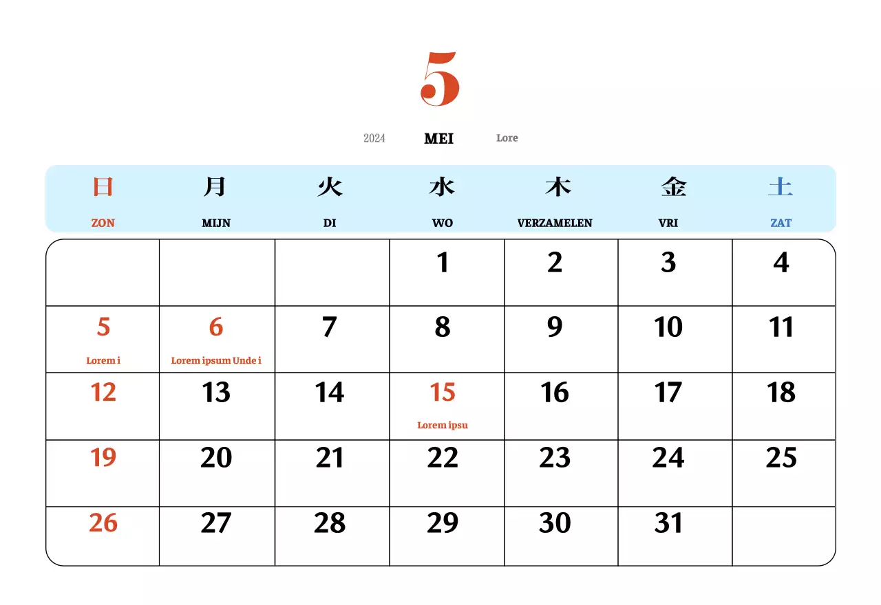 Retro concept nostalgiekalender in rood en blauw