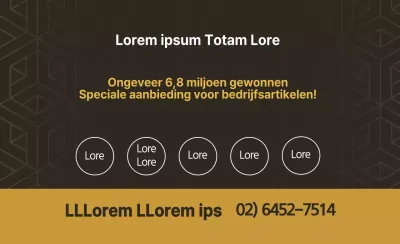 Eenvoudige tekstopmaak in oker en wit met informatie over de verkoop