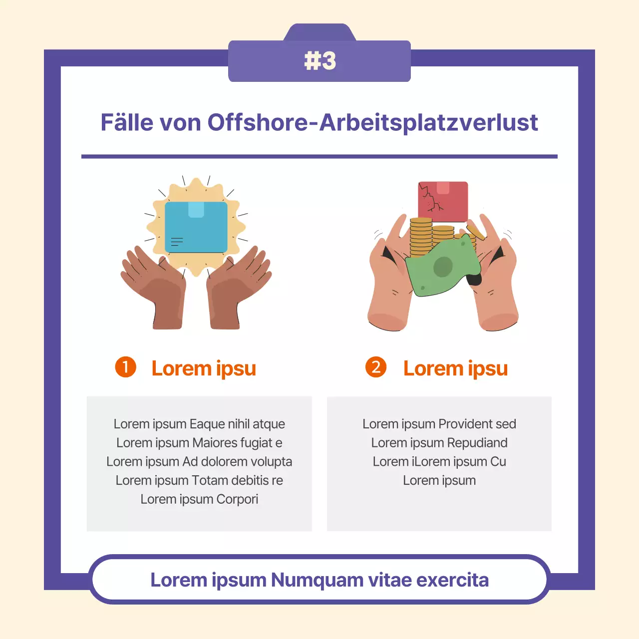 Lila, minimalistische Übersee-Direktwerbung - Schadensprävention erklärt