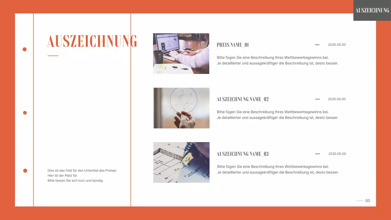 Ein einfaches, geordnetes Portfolio für einen Universitätsstudenten in Orange