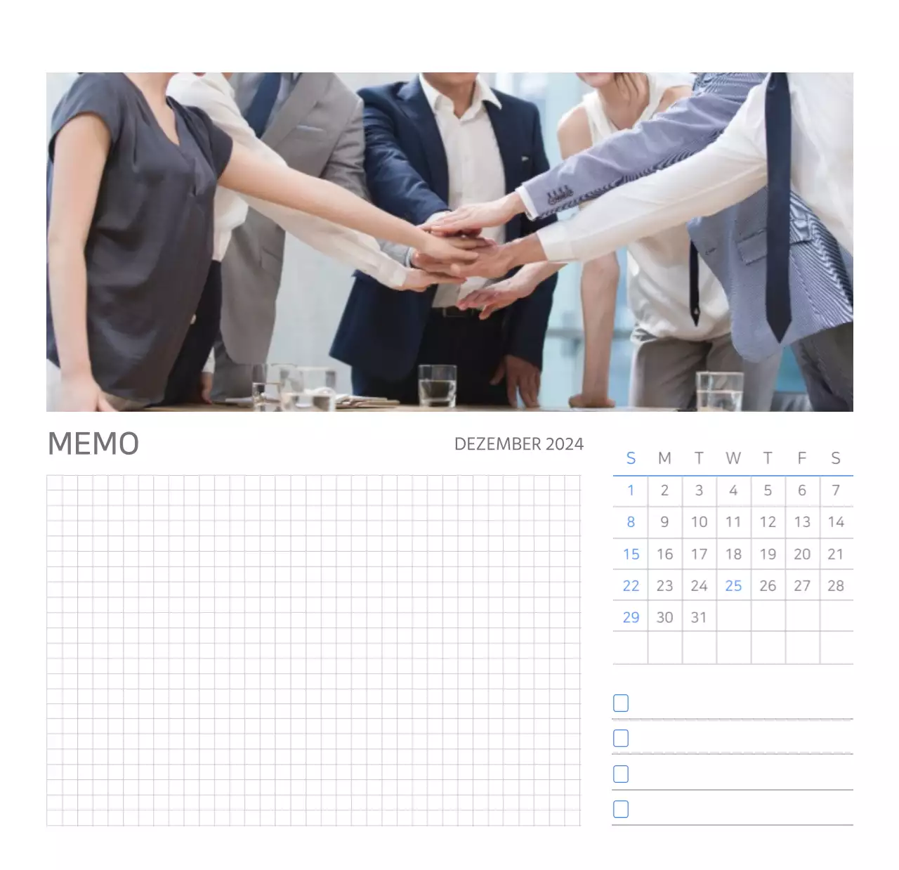 Weißer, sauberer Tischkalender für Unternehmen