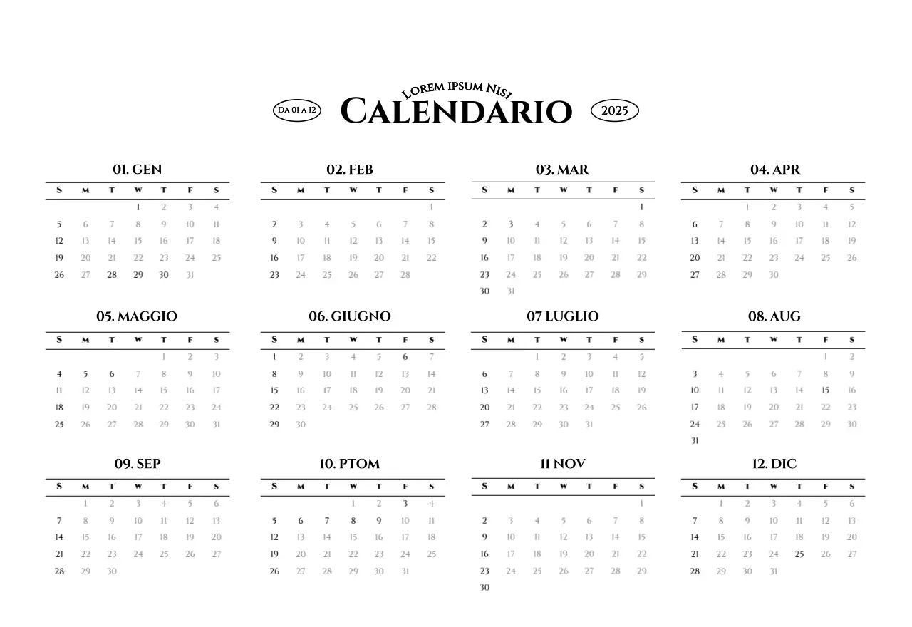 Calendario da parete in stile semplice con concetto di fotografia di viaggio emozionale in bianco e nero