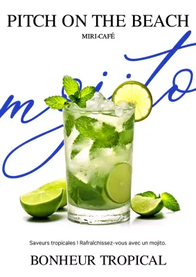 Promouvoir une boisson de café propre et moderne en bleu et chartreuse