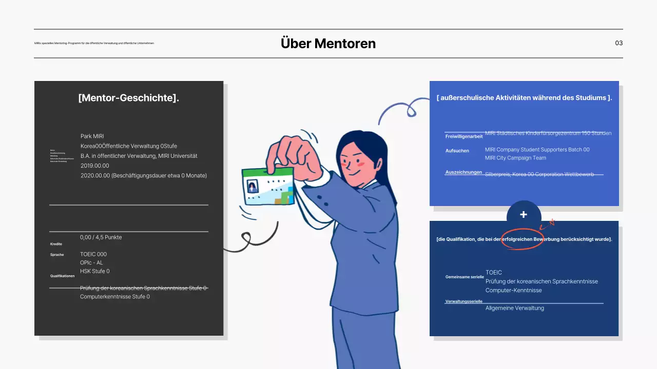 Vorstellung des speziellen Mentoring-Programms für öffentliche Unternehmen in blau