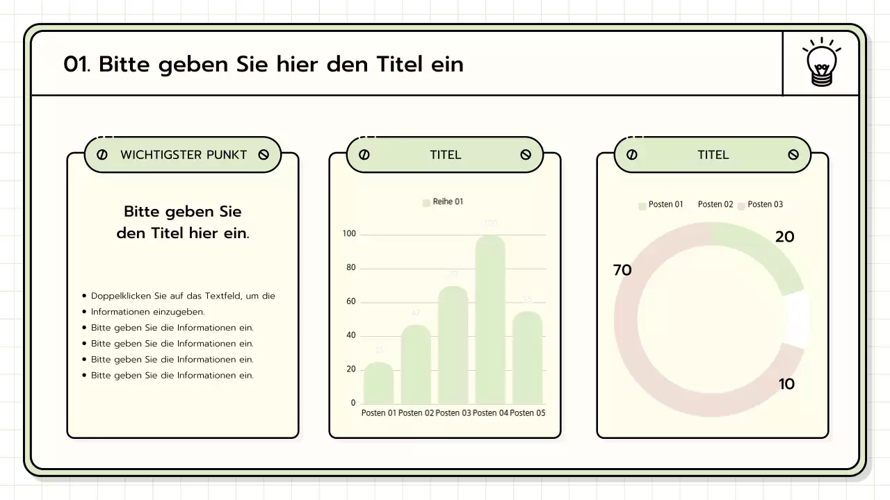 Ein Basis-Präsentationspaket in Gelb, Lindgrün und Blau