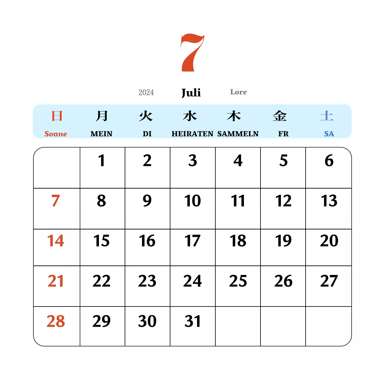 Retro-Konzept Nostalgie-Kalender in rot und blau