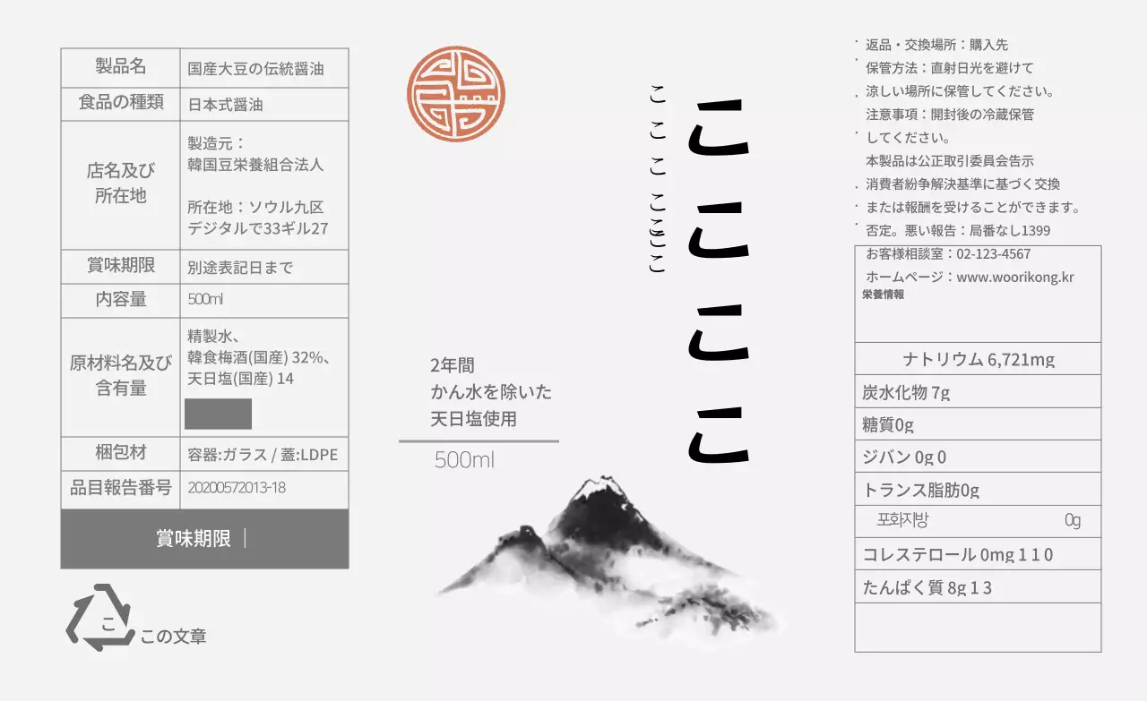 醤油情報表示ステッカー