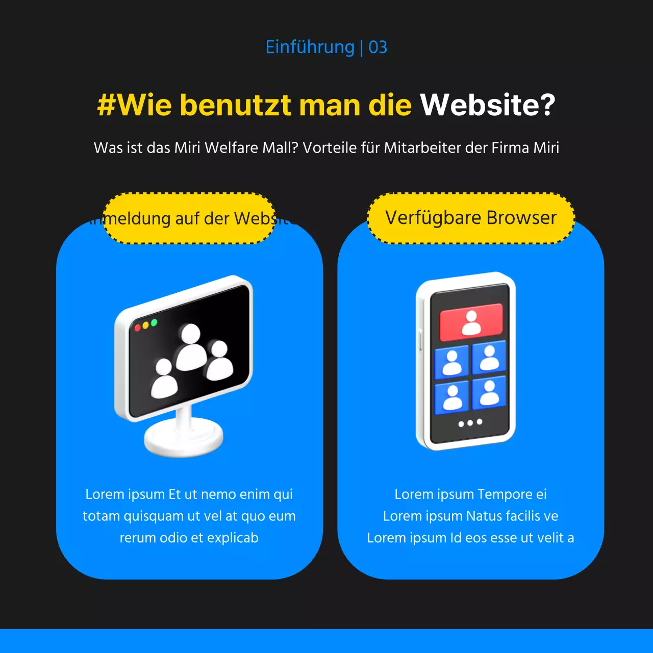 Werbung für die Eröffnung eines kitschigen Wohlfahrtszentrums in Schwarz und Blau