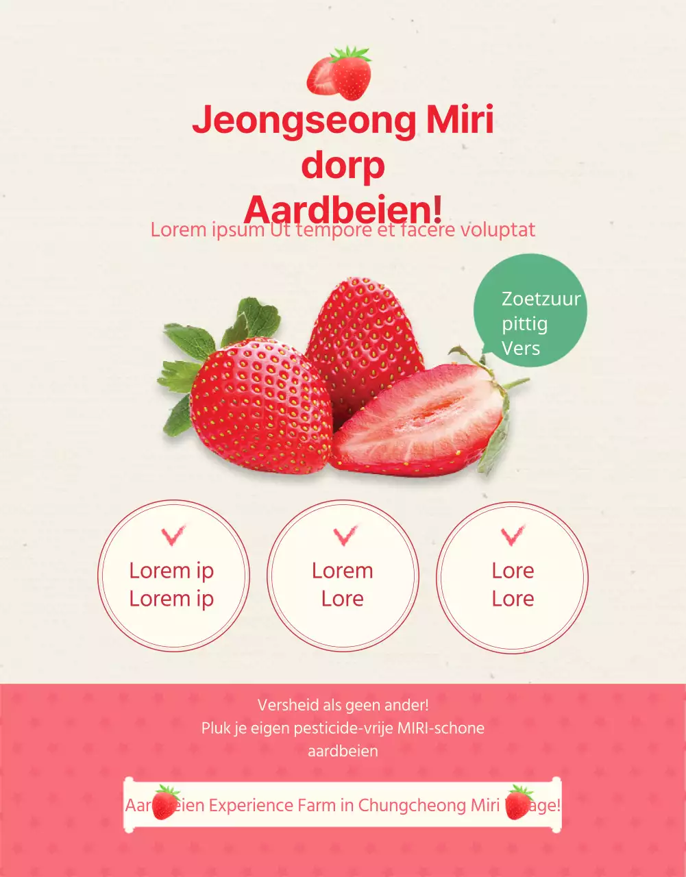 Roze geïllustreerde aardbeienboerderij details