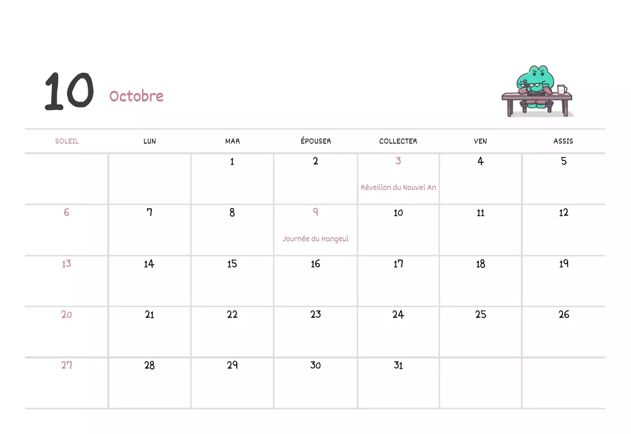 Un calendrier avec un joli concept d'illustration d'Argo