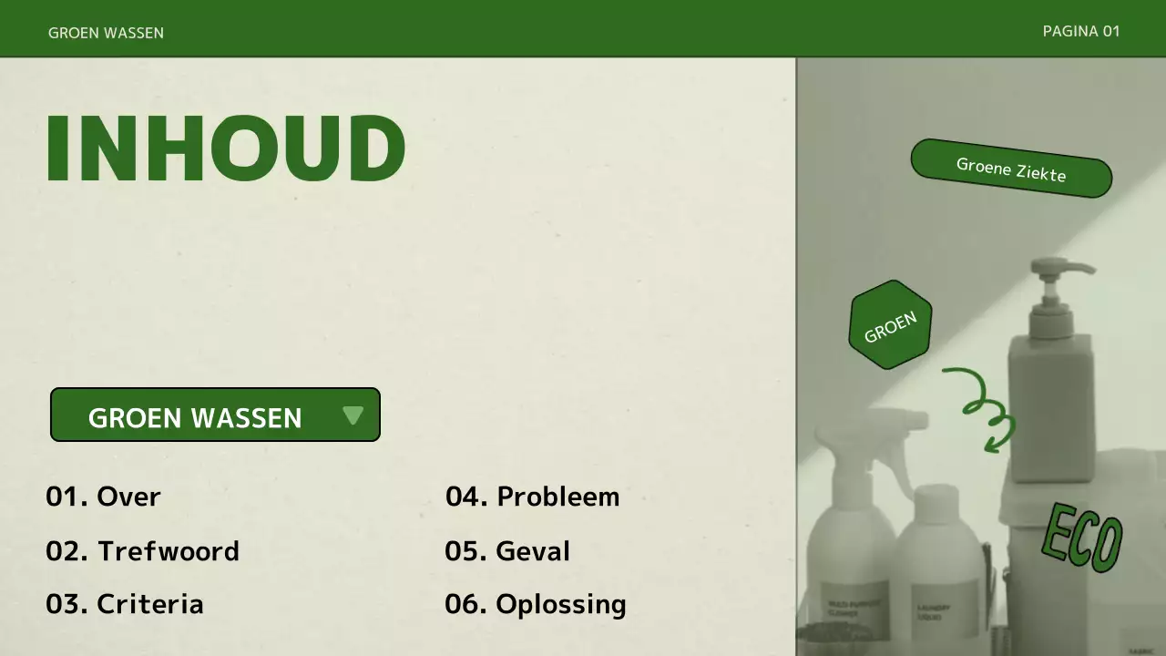 Een eenvoudige presentatie met groene kleuren