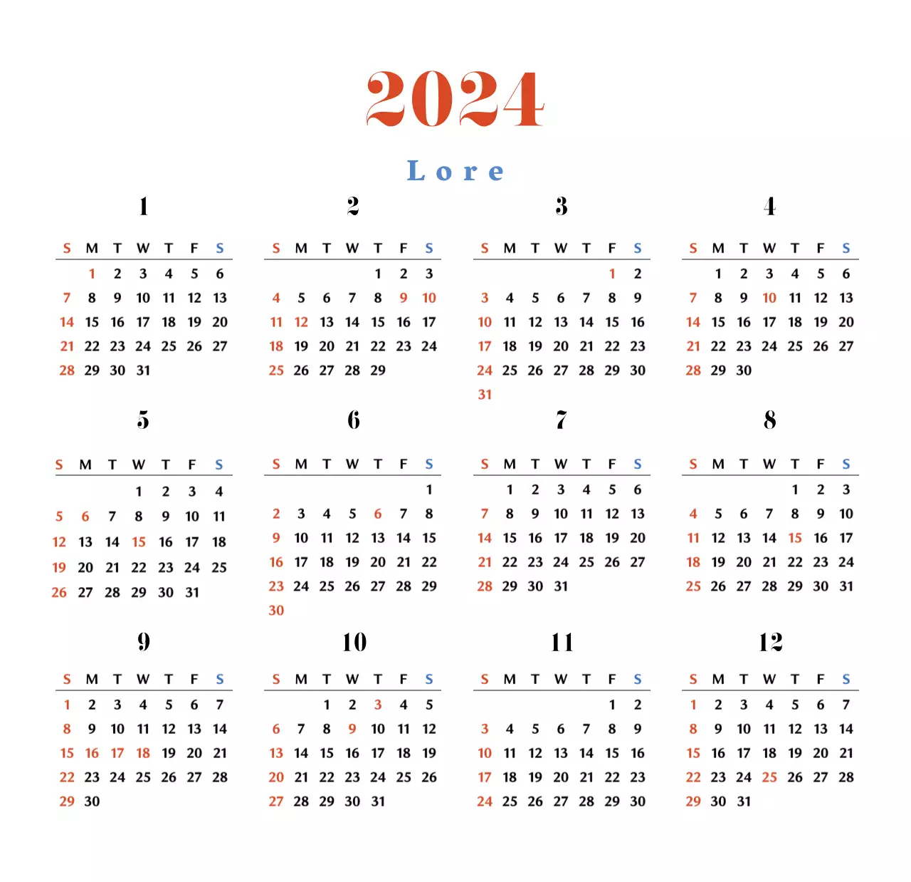 Retro-Konzept Nostalgie-Kalender in rot und blau