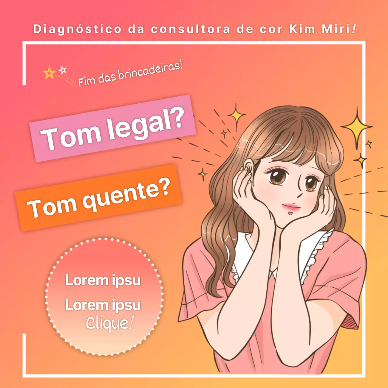 Uma cor pessoal coral e caricatural Marcar uma consulta Redes sociais
