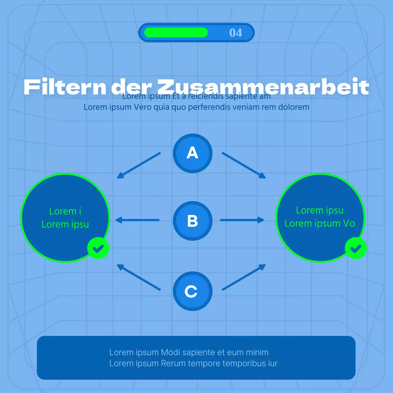 Algorithmisches Empfehlungsthema mit blauem Hintergrund und Verbindungslinien