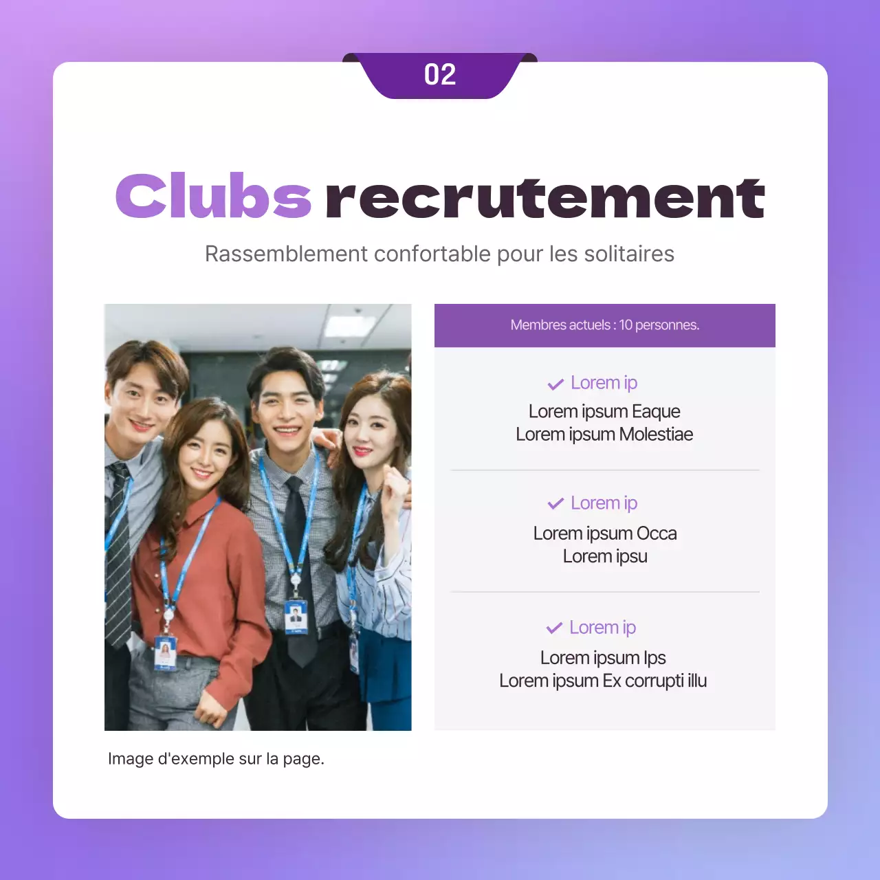 Annonce d'un club d'entreprise avec un concept d'invitation violet