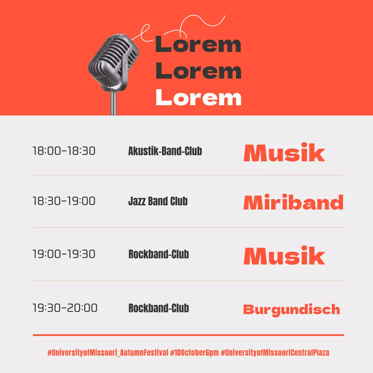 Rotes, leistungsorientiertes Clubfestival-Programm