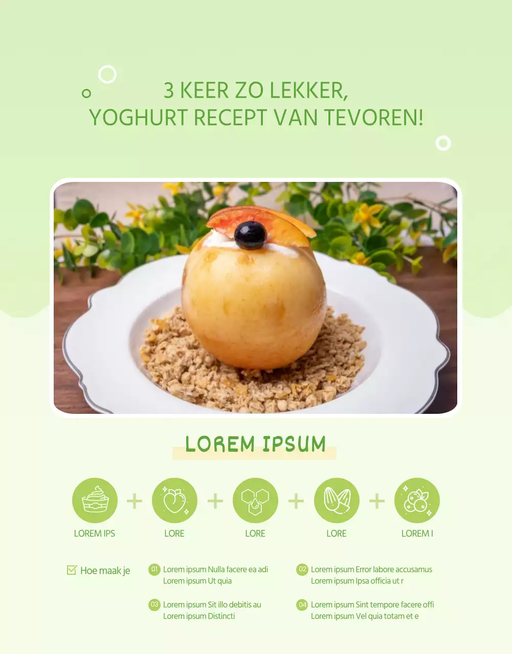 Eenvoudige, lichtgroene Griekse yoghurt detailpagina