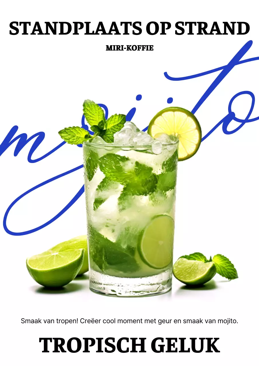 Promoot een strakke, moderne caféborrel in blauw en chartreuse