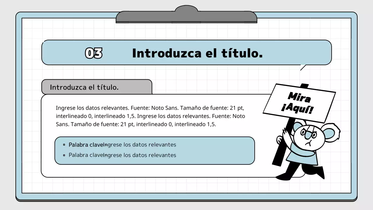 Kit de presentación educativa con concepto de bloc de notas azul claro y blanco