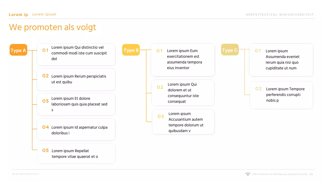 Presentatie sponsoring oranje universiteitsfestival voor hogescholen en universiteiten