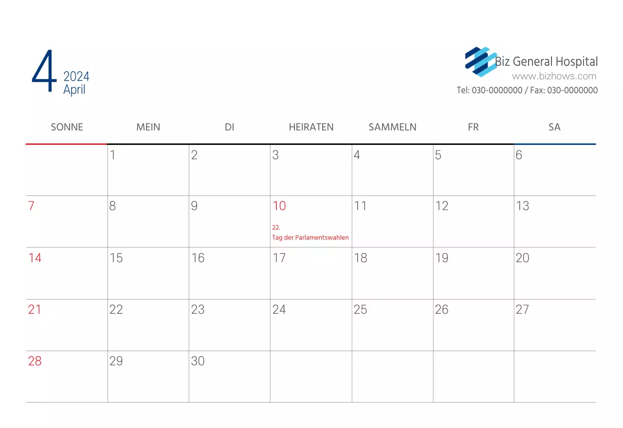 Navy Weiß Einfaches Krankenhaus