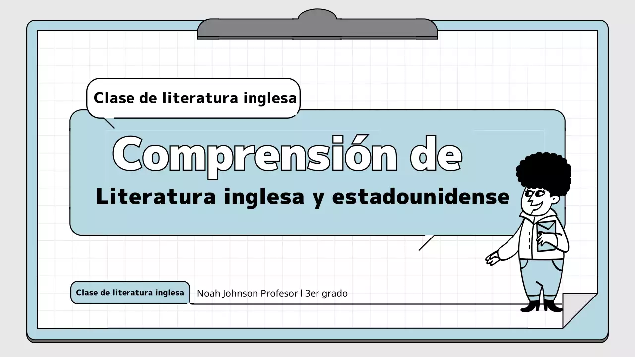 Kit de presentación educativa con concepto de bloc de notas azul claro y blanco