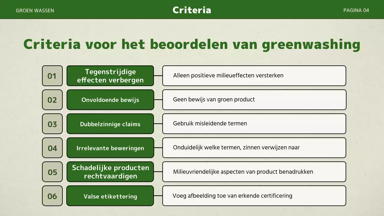 Een eenvoudige presentatie met groene kleuren