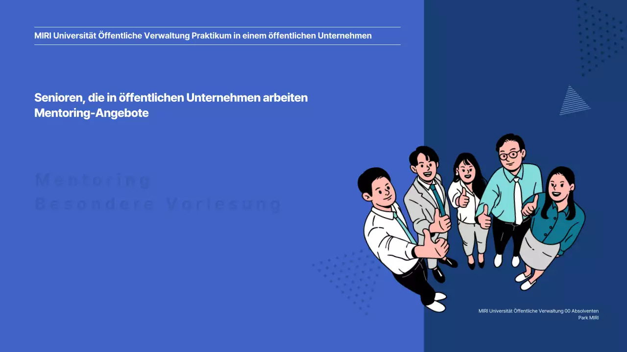 Vorstellung des speziellen Mentoring-Programms für öffentliche Unternehmen in blau