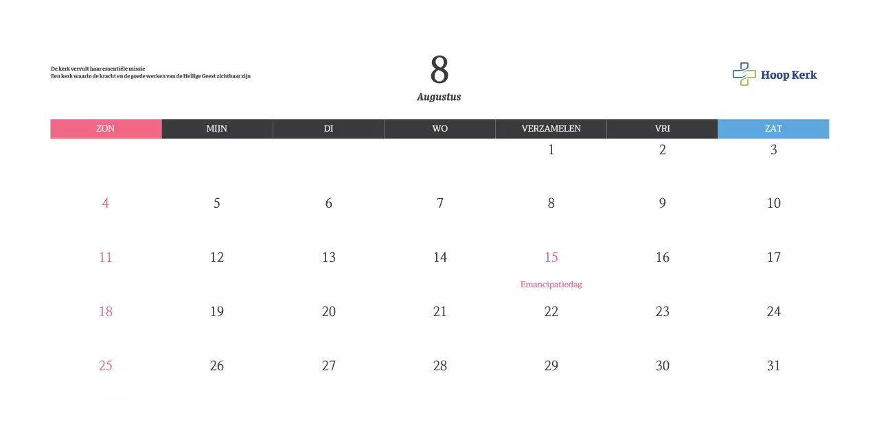 Kalender met opbeurende kerkafbeeldingen