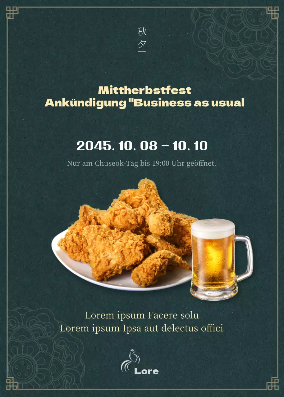 Ein Leitfaden zu den normalen Chuseok-Geschäftszeiten in Dunkelgrün und Hellgelb