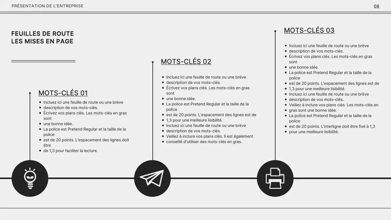 Monotone gris et noir pour une présentation d'entreprise simple