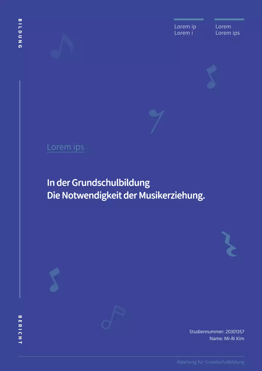 Modernes und einfaches Dokument "Einführung in die Pädagogik" in blau und weiß