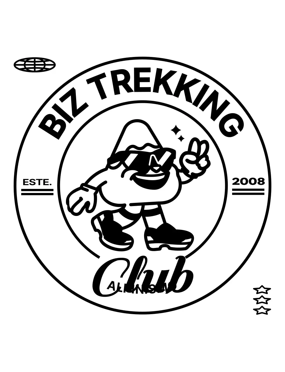 Hip montaña concepto personaje montañismo grupo camiseta