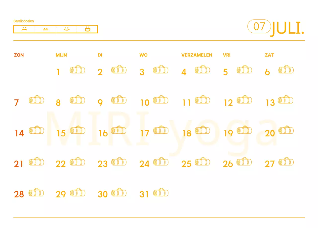 Oranje kalenders om weg te geven als je je yogastudio promoot