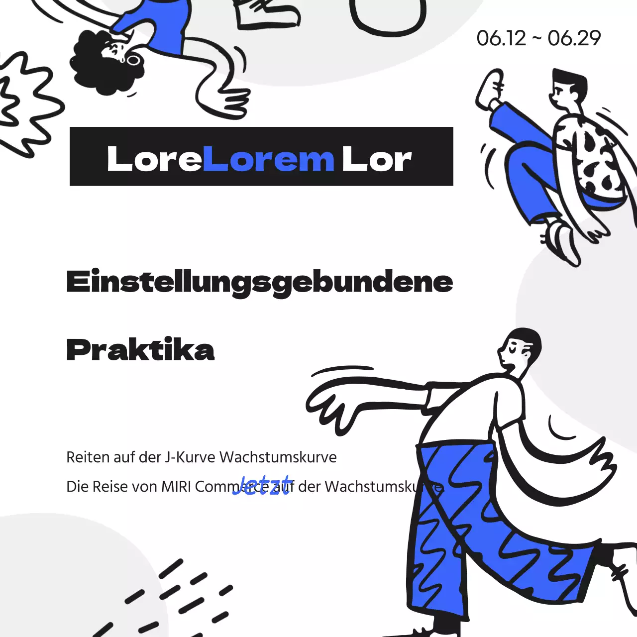 Dynamische, jugendliche Geschäftsanzeige mit blauen Akzenten