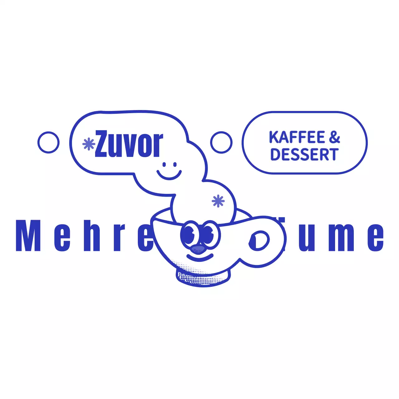 Marineblau und weiß niedlichen Tasse Charakter Coffee-Shop-Logo-Stil