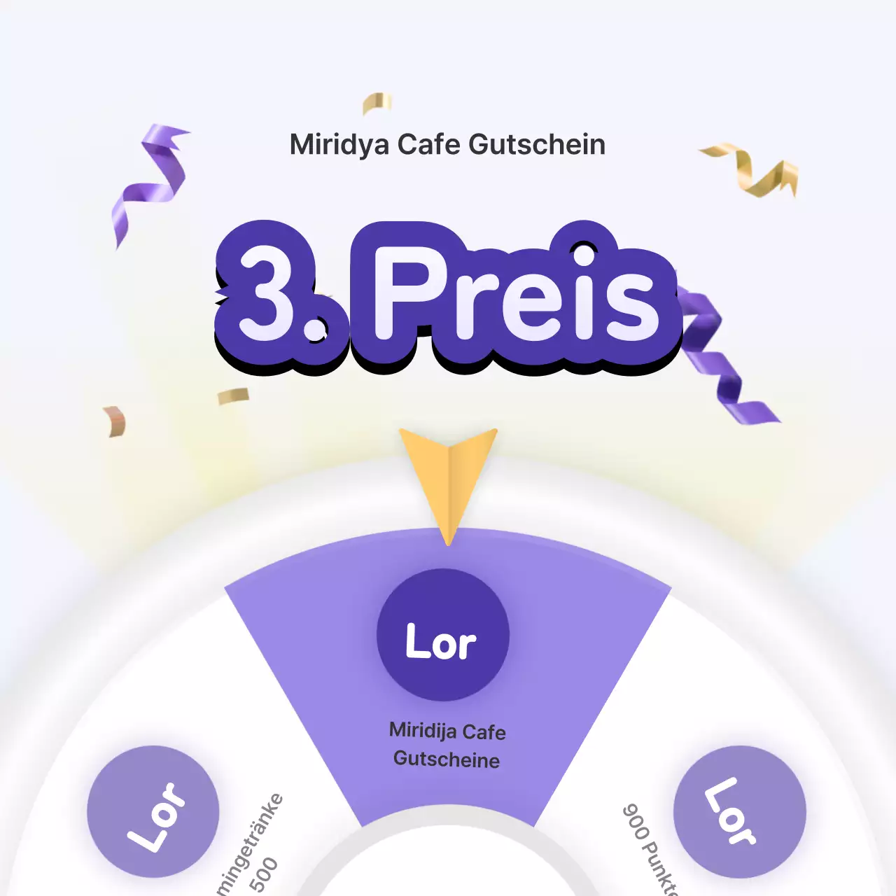 Dreidimensionales Anwesenheitsroulette in Lila und Gelb