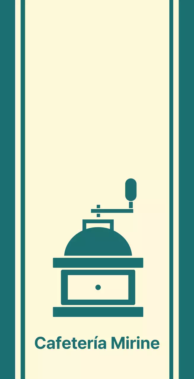 Café café balsa con una línea turquesa que representa un molinillo de café