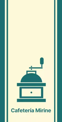 Café café balsa con una línea turquesa que representa un molinillo de café