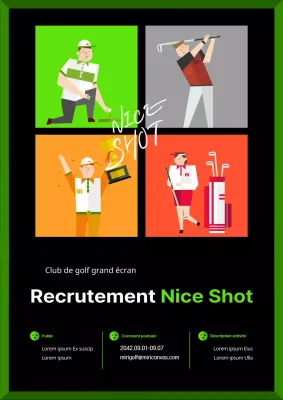 Illustration surlignée en vert lime et noir Annonce du recrutement d'un nouveau club de golf