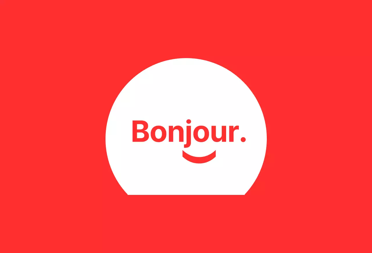 Hello smiley fond rouge baldt