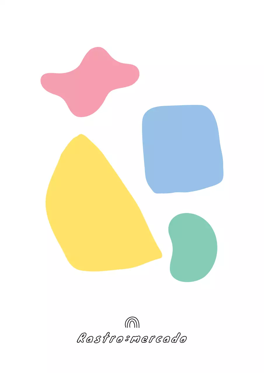 Bolsitas de cuerda para mercadillos con ilustraciones de formas atípicas y multicolores