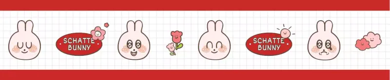 Rood en wit konijntje illustratiepatroon in een aaibare en schattige stijl