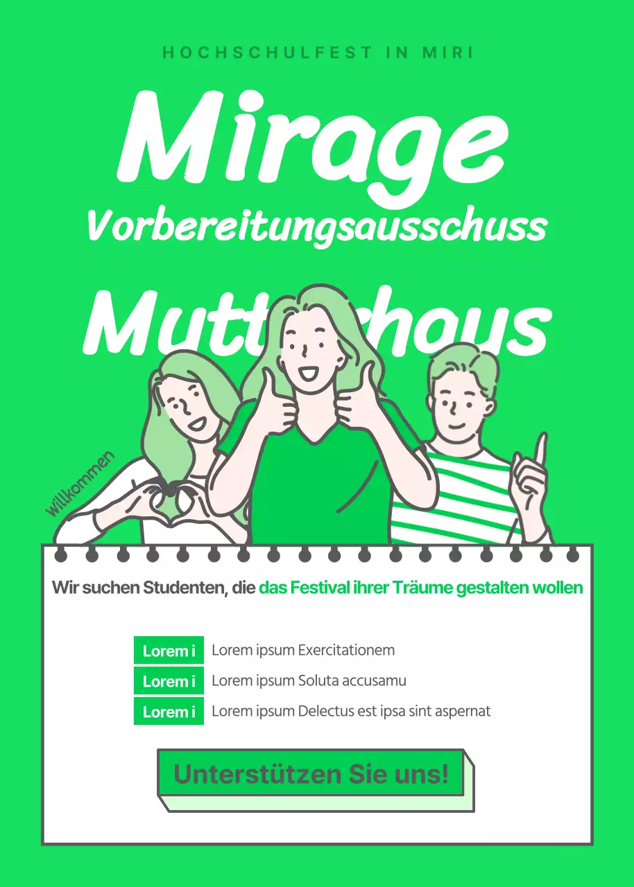 Fluoreszierendes lindgrünes, sauber illustriertes Thema für die Einstellung von Festivalorganisatoren