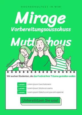 Fluoreszierendes lindgrünes, sauber illustriertes Thema für die Einstellung von Festivalorganisatoren