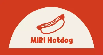 Hotdog restaurantverkoper op ivoorkleurige achtergrond met rode omtrek