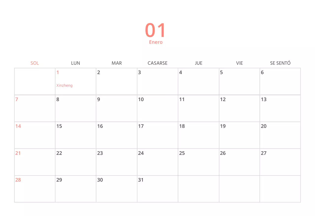 Bonito calendario de sobremesa ilustrado de temática familiar en color verde