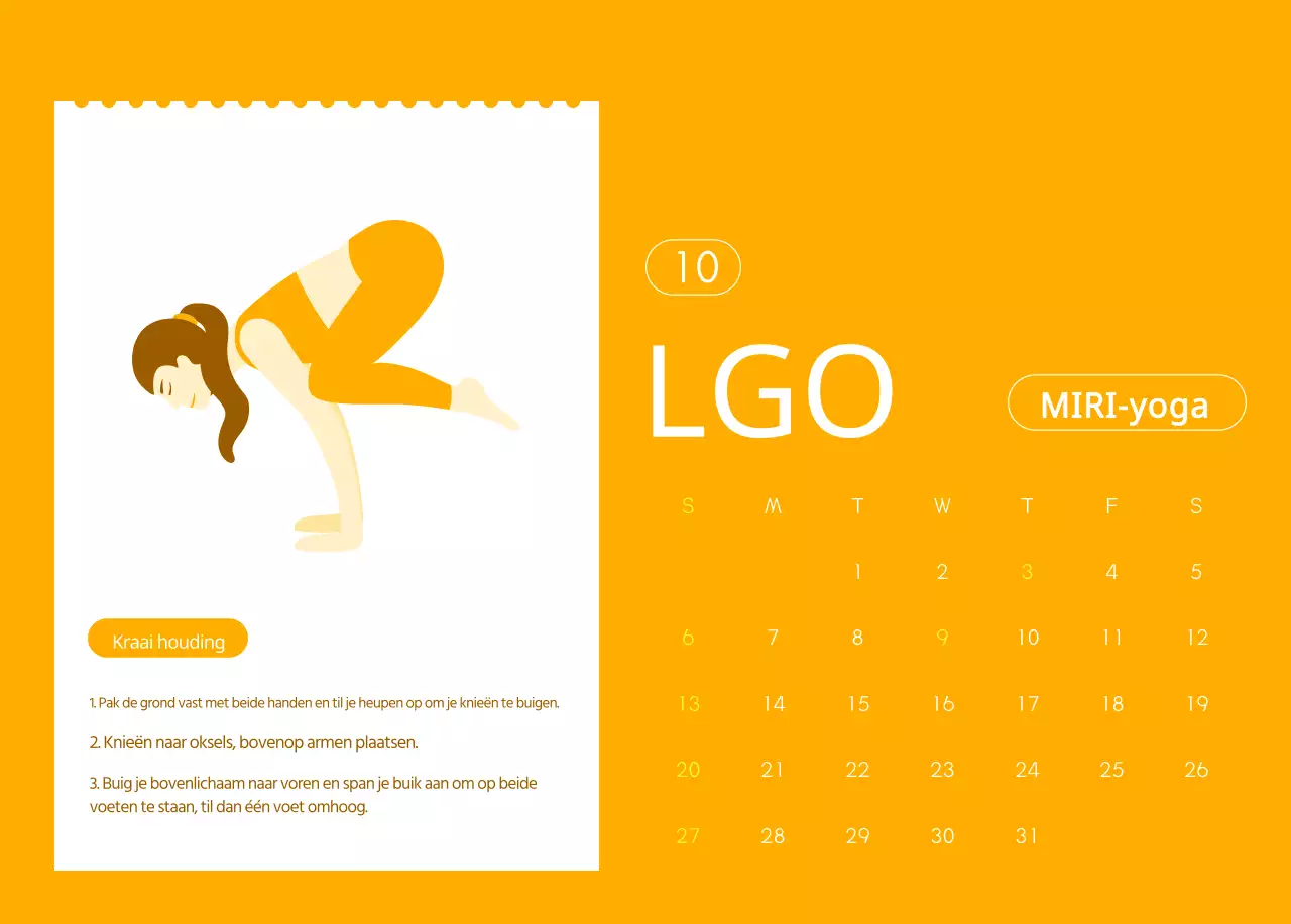Oranje kalenders om weg te geven als je je yogastudio promoot