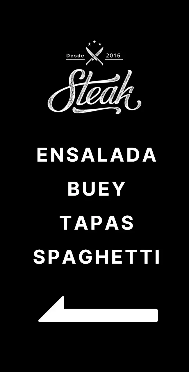 Banner de restaurante con la imagen de un filete sobre fondo negro