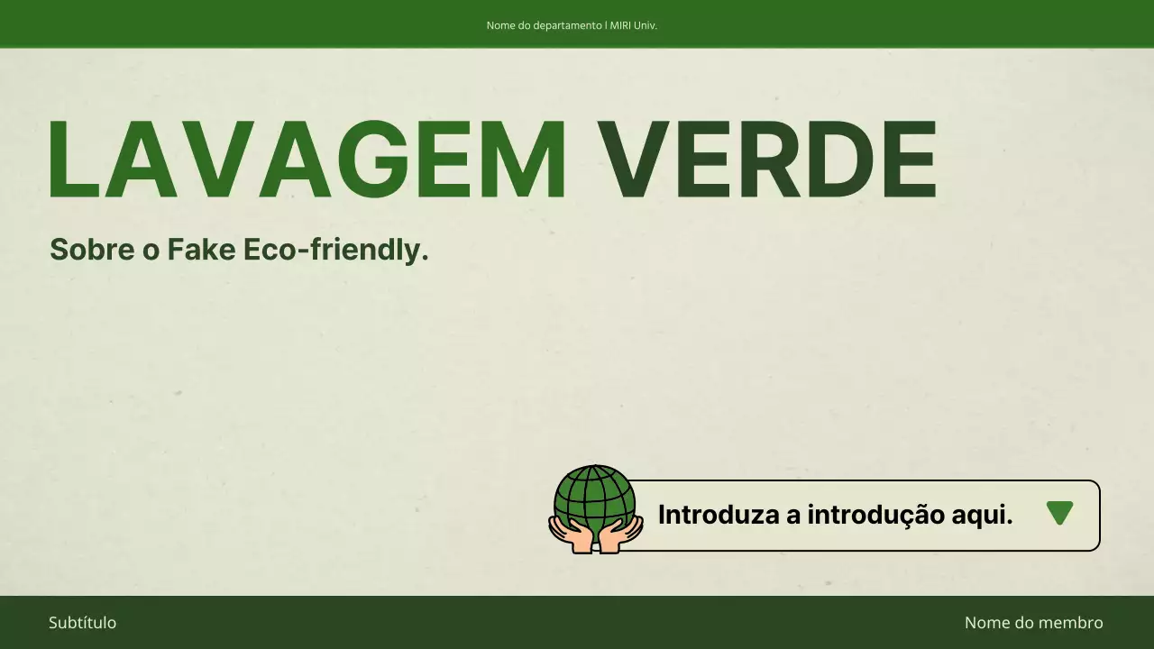 Uma apresentação simples com cores verdes